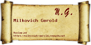Milkovich Gerold névjegykártya